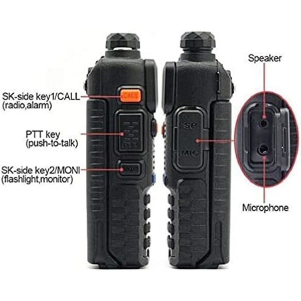 REMAKE UV-5R Toveisradio Dobbelbånd 144-148/420-450Mhz Walkie Talkie 1800mAh Li-ion Batteri (Svart)