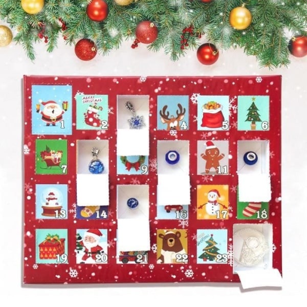 Adventskalender 2023 Jenter DIY Julekalender Smykker Armbåndsett 22 Smykker og 2 Armbånd Julegave