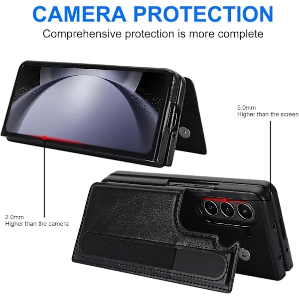REMAKE Z Fold 5 Etui, PU Læder Pengebog Etui Kompatibel med Samsung Galaxy Z Fold 5 Med S Pen Holder, Kortlomme & Stativ Hvid Til Galaxy Z Fold 5