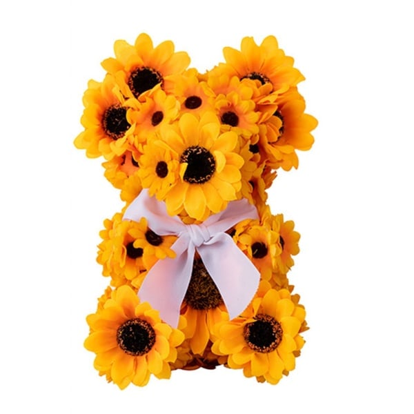 Artificial sunflower bear ornament wedding birthday party decoration for holiday new year party background