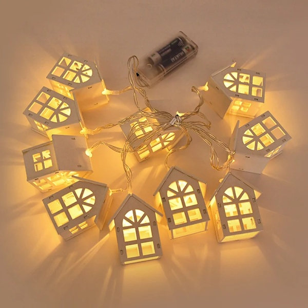 2M 10LED Træjuletræ med LED-lysstreng 2025 Nytårs Hængende Garland Juletræ Ornament Dekoration Lampe Hvid