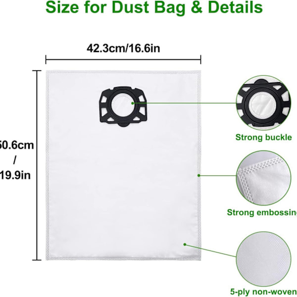 10-pack dammsugar för Karcher WD4 WD5 MV456 dammsugare