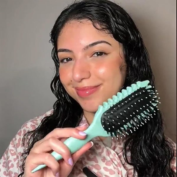 REMAKE Curl Hair Defining Brush, Børste med svinbust for krøllete hår, grønn