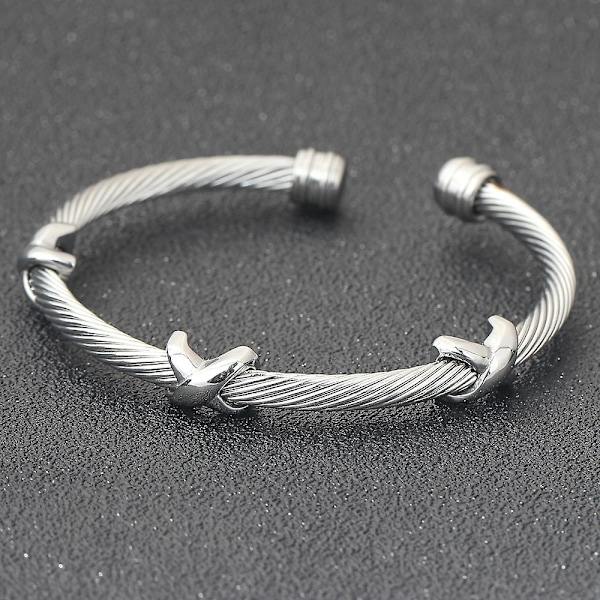 Armbånd Sølv Designer Merkeinspirert Antikk Kvinne Smykker Kryss Kabel Wire Bangle Julegaver