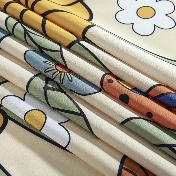 REMAKE 180*200cm Retro 70-tals Duschsjälv Psykedeliskt Blommönster
