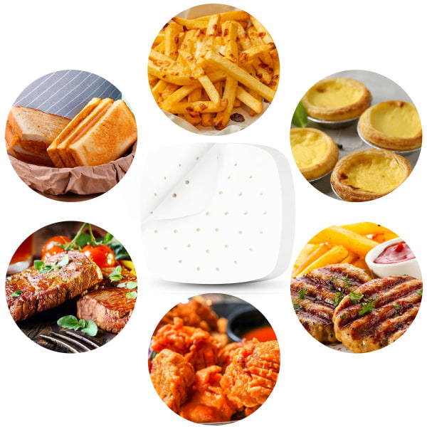 Engångs Luftfritöspapper, non-stick 200-pack Vit 20,5 cm
