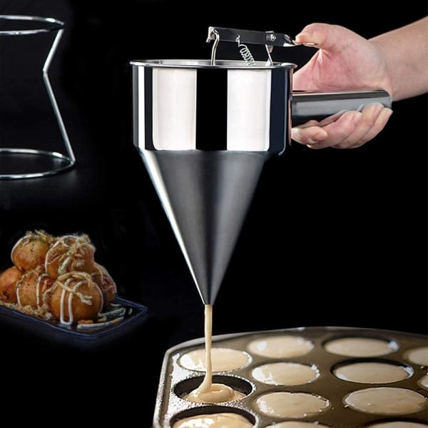 REMAKE Batter Batter Dispenser Rustfrit Stål Tragt med Stativ til Kage Donuts Cupcake Pandekage Bagning