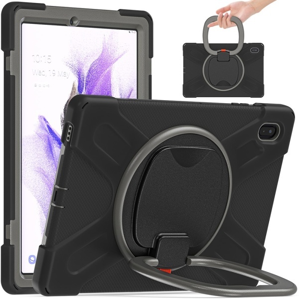 SKALO Samsung Tab S7 FE Extra Stötskyddande Armor 360 Handtag/Stativ grå