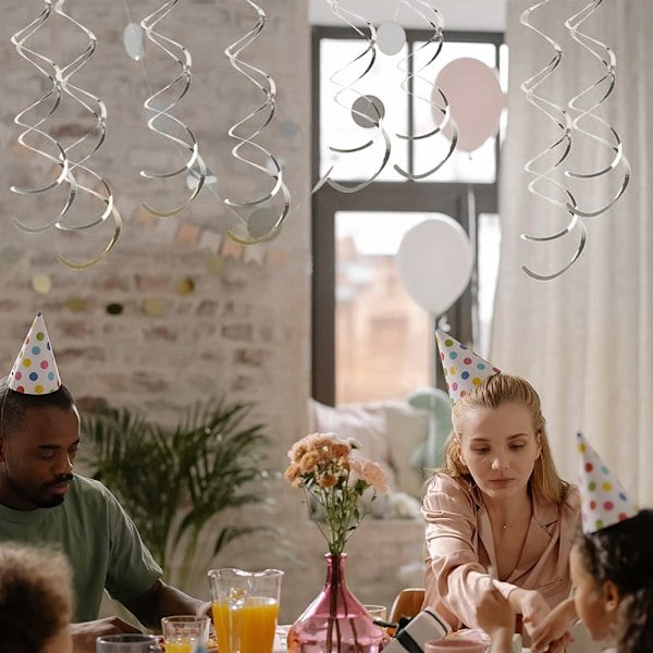 Hängande Spiralgirlang, 12-pack Flerfärgade Virveldekorationer, för Födelsedag, Bröllop, Nyårsafton eller Karneval Jul