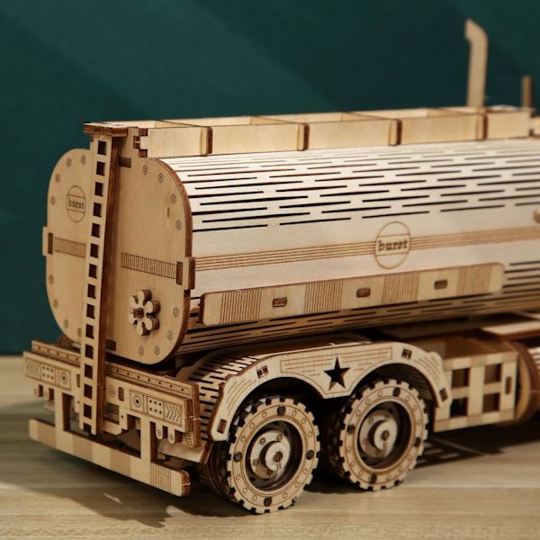 3D Träpussel, Tankbil, Mekaniska Modellkit för Vuxna att Bygga, Trämekaniskt Byggset
