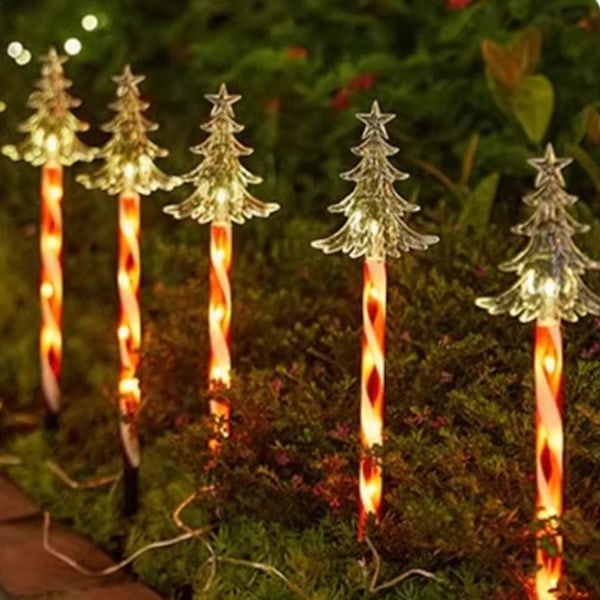 Outdoor Christmas Solar Lights (Set of 5), Christmas Solar Ground Lights for Solar Christmas Decorations, Path & Backyard