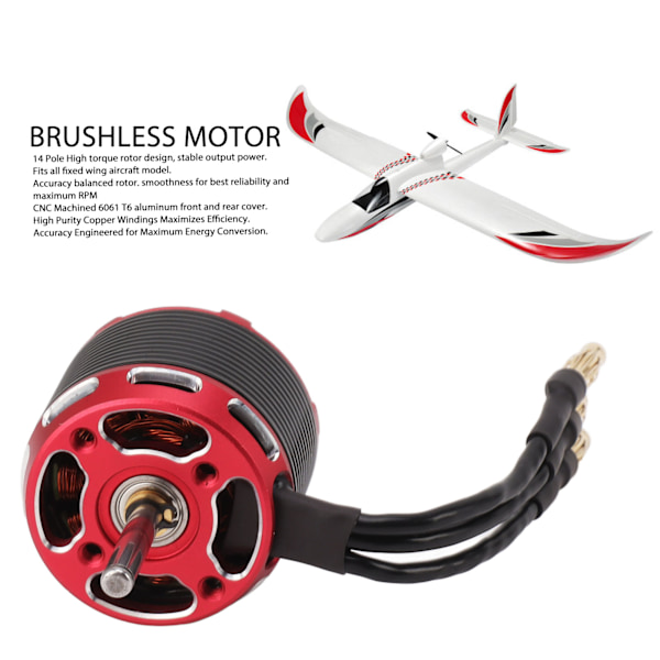 Fastvinget Fly Brushless Motor Vanntett Høy Hastighet Høy Moment Lav Støy Varmebestandig RC Outrunner Brushless Motor 1050KV