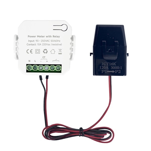 WiFi Smart Energy Monitor Enfasig Clamp Elektricitetsmätare med 200A CT Strömtransformator 90?250VAC