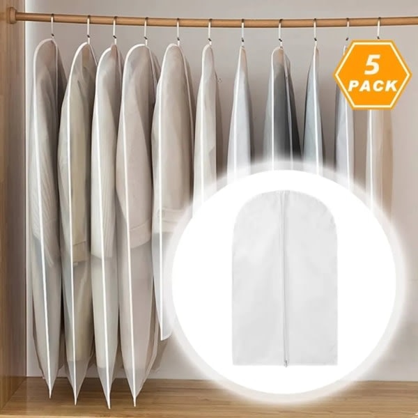 Anti-Repeller Klädsäckar, Transparenta Klädsäckar Med Full Dragkedja Andningsbara (S: 60×80cm)