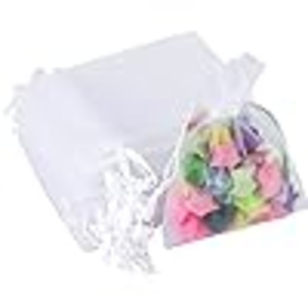 Hvide Gaveposer - 7x9 CM Små Organza Gaveposer, Bryllups Smykkeposer