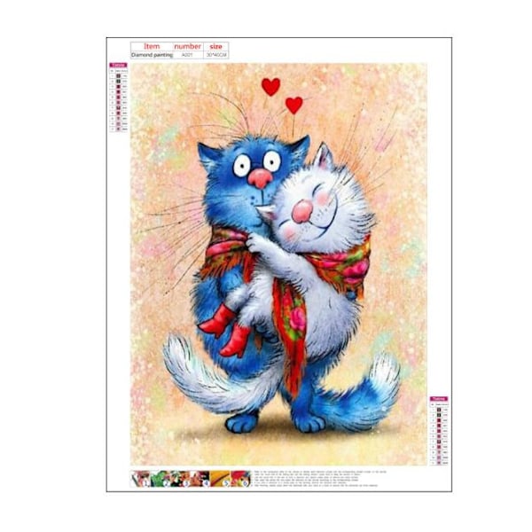 Färgglad katt diamantmålning (30*40 cm)