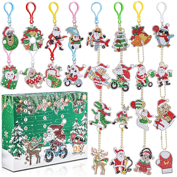 Adventskalender 2023 Diamantmaling Nøkkelring, 24 Dagers Julekalender, Overraskelsesgave Til Barn 7-12 År