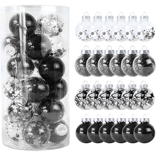 24 st juldekorationer 6 cm/2,36 tum färgad plast transparent