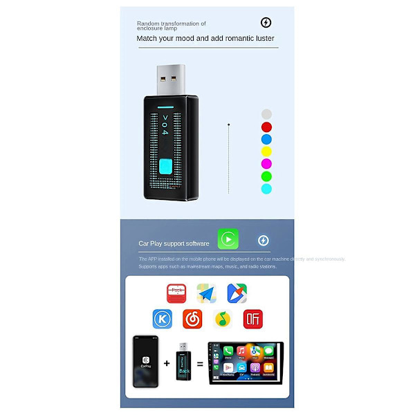 REMAKE Trådløs CarPlay Adapter 2024, den tyndeste, hurtigste og mindste trådløse CarPlay adapter, faktor