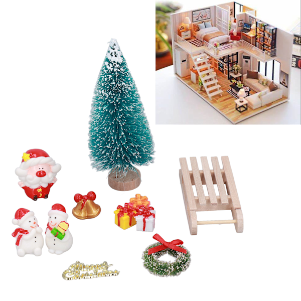 Miniature Christmas Figures DIY Decoration Eco-Friendly Resin Miniature Christmas Decorations for 1:12 Dolly House