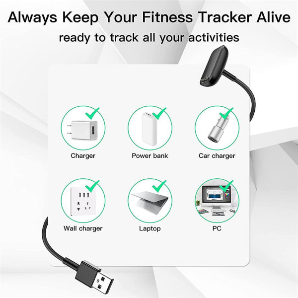 Lader for Fitbit Charge 5/Luxe, Smartklokke Bærbar 50cm Trådløs Magnetisk Rask Lading Kabel
