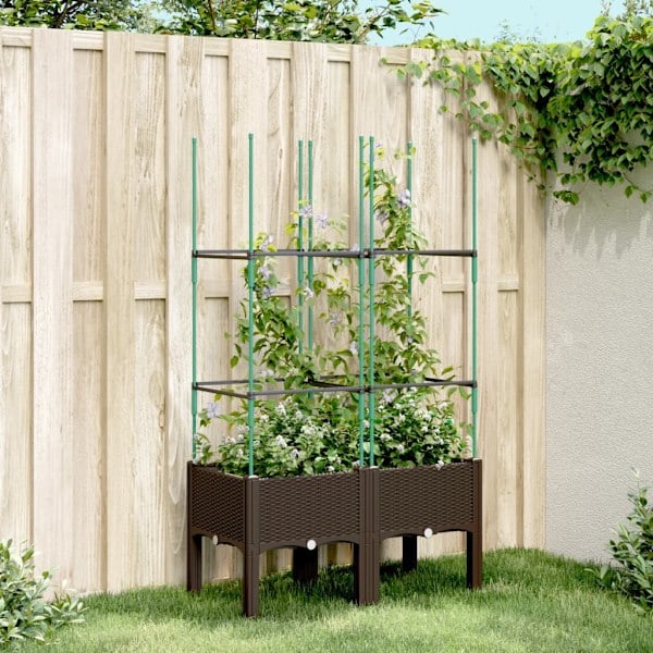 Vækstkasse med espalier brun 80x40x142.5 cm PP