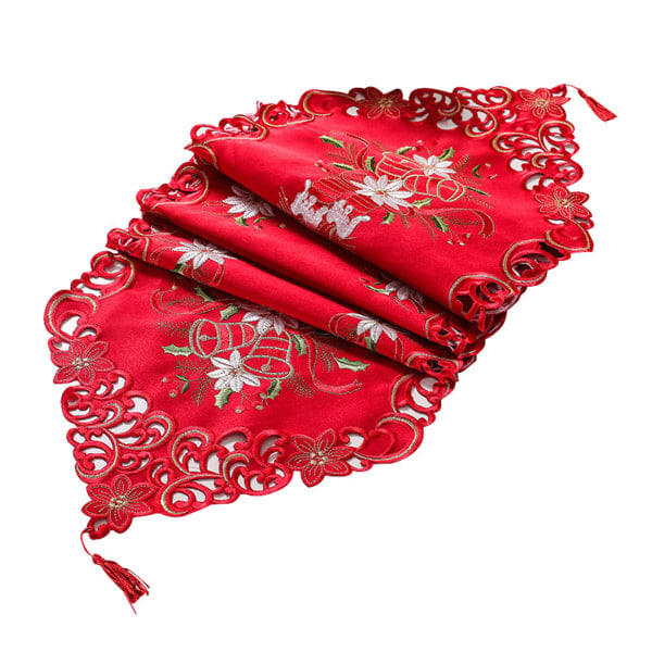 Lyxig Holly Poinsettia Bordlöpare för Bröllop, Fest och Juldekorationer - Halksäker, Isolerande, Hållbar och Perfekt Present