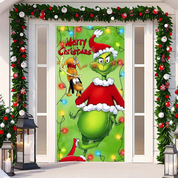 Jule-Dørramme Glædelig Jul Grinchmas Font Veranda Skilt Vinter Nytår Jul Julehjem Fest Dekorationer og Tilbehør