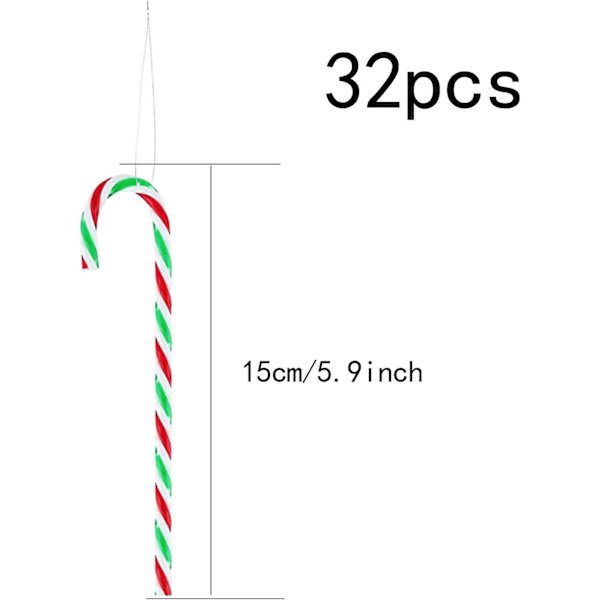 32 st Plastjulkäppar Hängande Godispinnar Godispinne Ornament Hem Jul Nyår Fest Dekoration