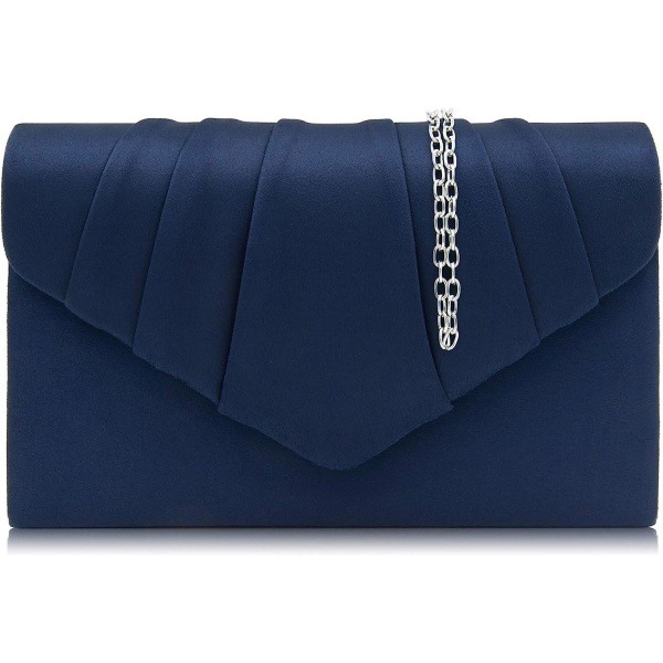 Kvinners Clutch, Elegant Suede Kveldsclutch, Blå, Skulderveske