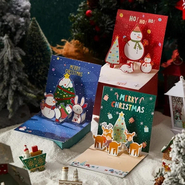 5/1 stk 3D Pop Up Julehilsenkort med Konvolut Ven Familie Velsignelse Postkort Fødselsdag Nytår Juledekoration Style5 1 stk