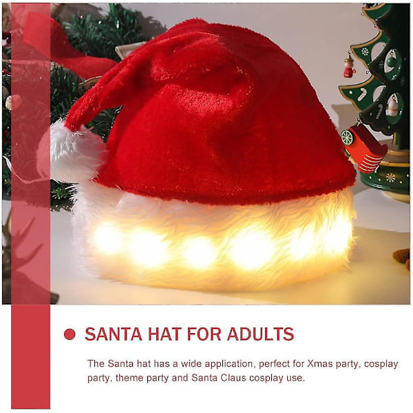 2 st LED-ljus Santa Claus-handskar Lyser upp Julhatt Vuxenfesthatt Klassisk Julhatt Nyårsfestdekoration
