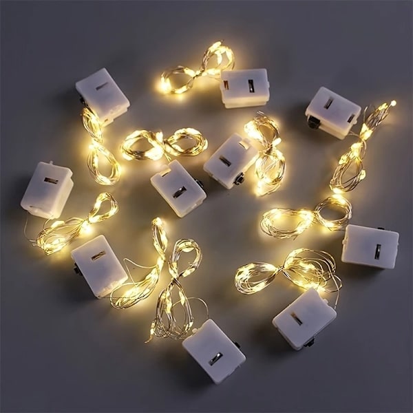 2 stk. Knapcelsbatteri LED-lysstreng Party Dekoration Hjem Værelse Have Jul Bryllup Nytår Ornament Garland Lys 3M 30 LED