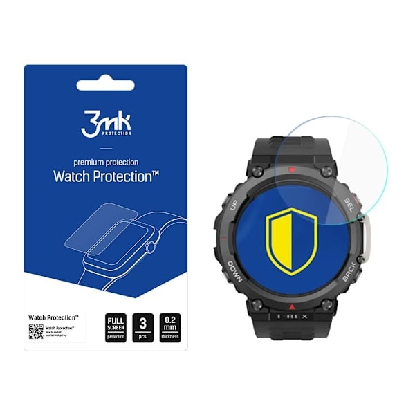 Amazfit T-Rex 2 - 3mk Urbeskyttelse v. FlexibleGlass Lite