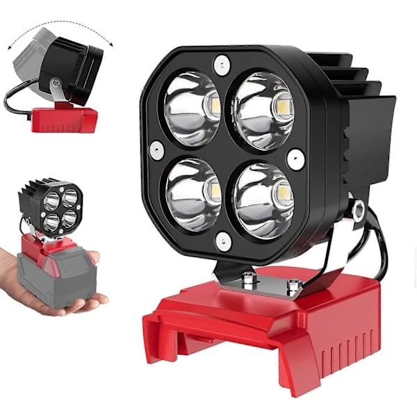 REMAKE LED Arbetslampa för 18V Batteri, 40W 6000LM Ficklampa, LED-belysning, 18V Batteridriven Arbetslampa