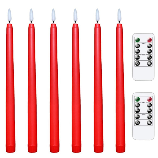 6 stk LED Flammeløse Flimrende Varmt Hvide Spidse Lys med 2 Fjernbetjeninger til Jul Thanksgiving Halloween Hjem Bryllup Dekoration