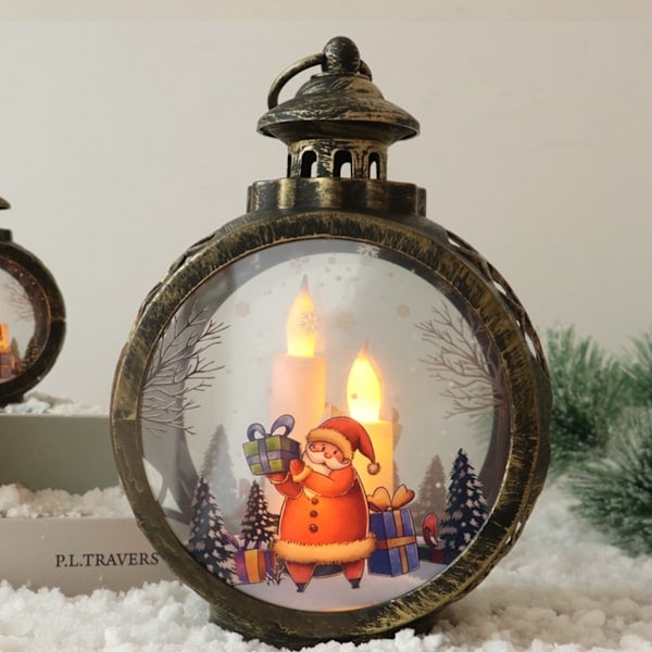 LED-lampa Rund Retro Liten Glas Plast LED-element Julbelysning Dekoration för Hem Brons Tomte