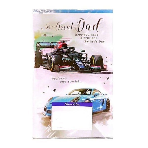 Simon Elvin To A Fantastic Dad Sports Car Father's Day Greeting Card White/Blue/Black One Size