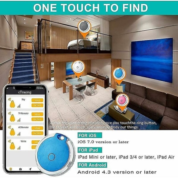 4-pack Mini GPS-spårare Vattentät Bärbar Bluetooth-spårare för Bagage/Barn/Husdjur/Katt/Hund Premium