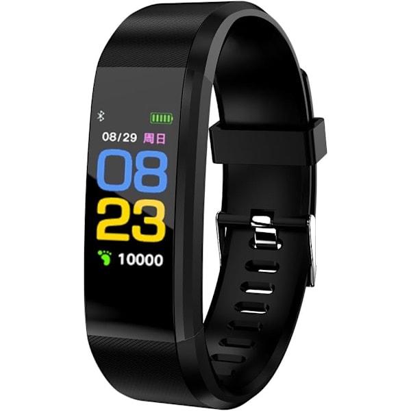 Fitness-sporingsarmbånd med pulsmåler, søvnovervåking, blod-oksygen, skritteller og SMS- og anropsvarsling Treningsklokke Svart1