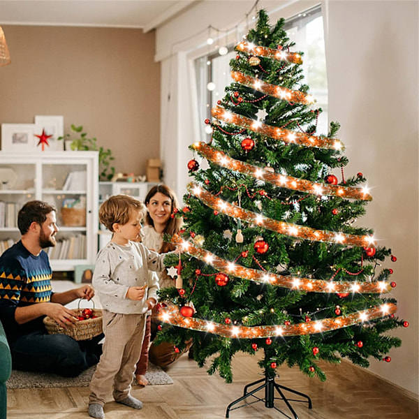 Joululahja-nauha kultaisella teipillä 10 metriä 100 LED-valoa paristoilla toimiva kuparilanka jouset Halloweeniin ja jouluun