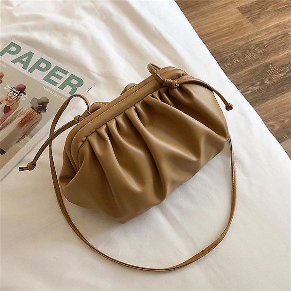 Dame Dumpling Bag Cloud Shape Håndveske Rynket Veske Stropp Cross Body Skulderveske