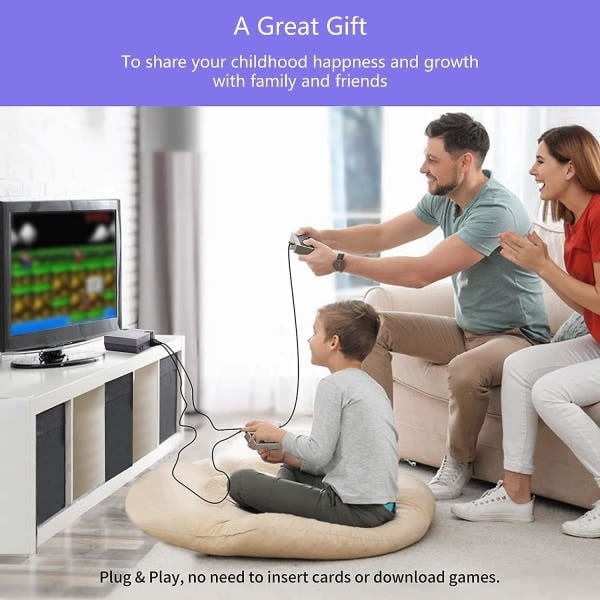 REMAKE Klassisk Retro Spelkonsol, Nostalgisk Hemma Mini Videospelkonsol med 620 Spel - Tvåspelarkonsol, Familjespel - AV-gränssnitt (EU-kontakt)