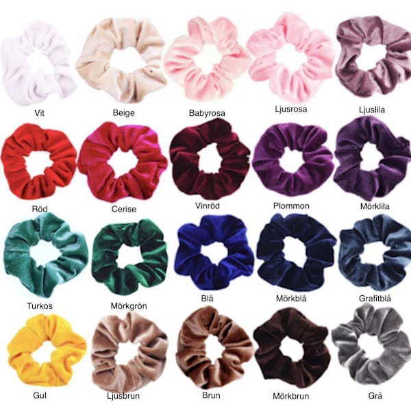 Stora Sammetshårscrunchies, hårband, hårband