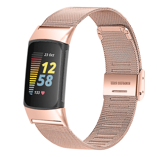 Fitbit Charge 5 armbånd rustfritt stål Rosegull
