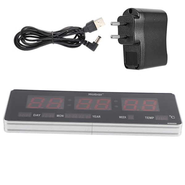 Digital LED Kalenderklokke Temperatur Veggklokke EU-kontakt 110-240V (Kalender Temperatur Uke)