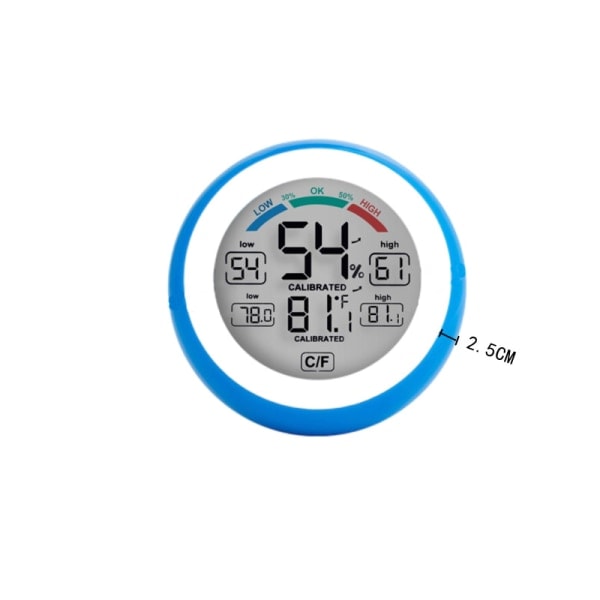 Digital termometer Hygrometer Temperatur Luftfugtighed, berøringsskærm Blå