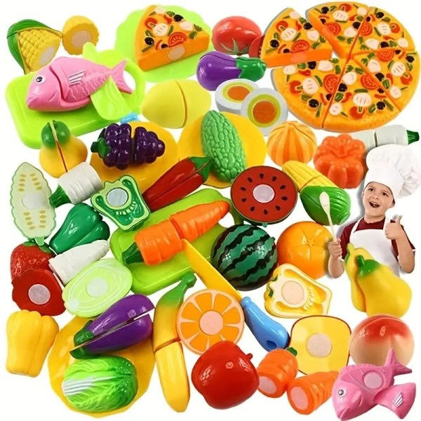 21 stycken leksaksmat för lek - Frukt- och grönsaksformer