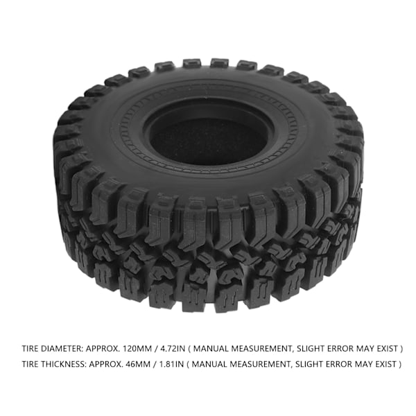 4 stk RC Crawler Dekk for SCX10 1.9 tommer Hjulnav Svart Gummi 120mm Diameter God Veigrep 1/10 RC Crawler Dekk