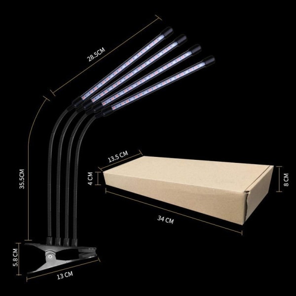 80W LED Plantelampe med 3/6/12H Syklustimer Plantelys